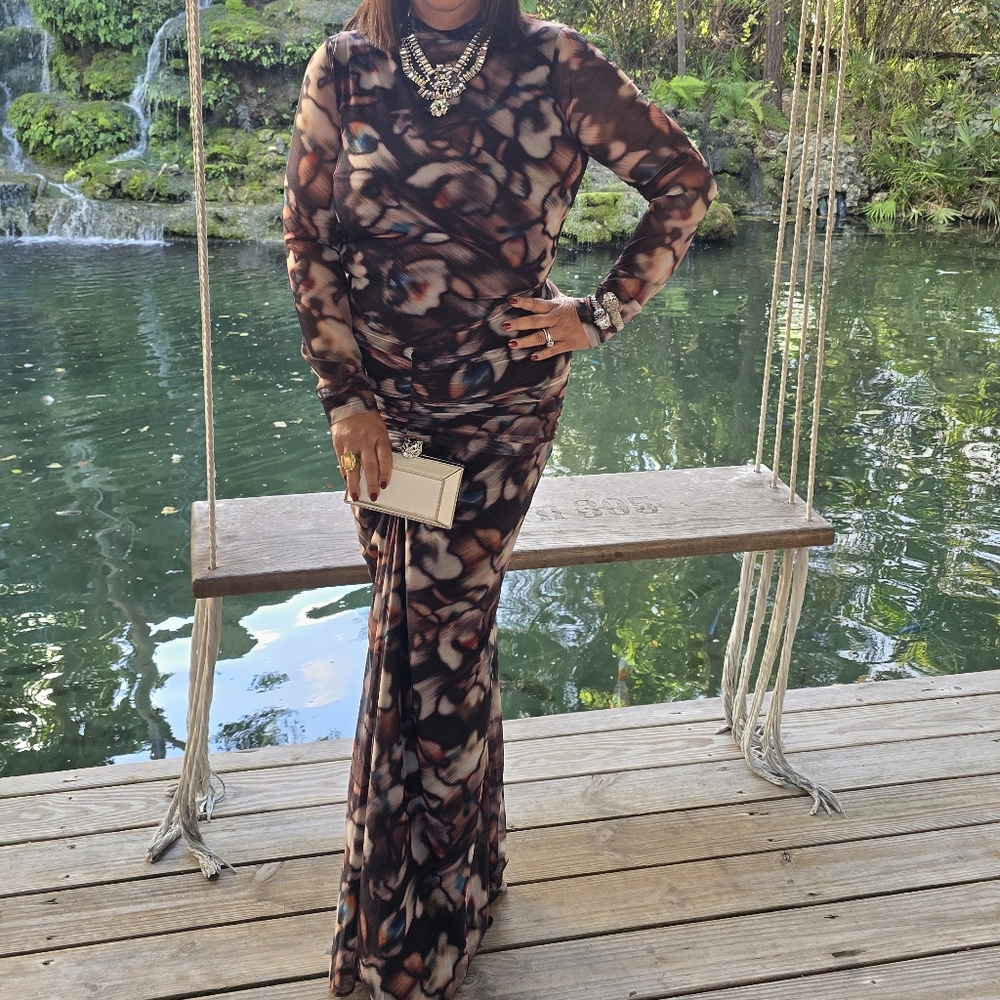 Elegant Patterned Long Dress